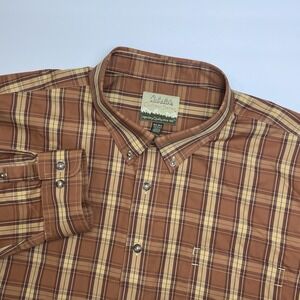 Cabela's Outfitters Series Shirt Men's 4XLT Orange Yellow Plaid Long Sleeve READ